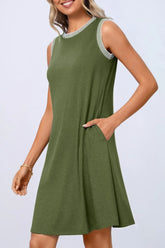Round Neck Sleeveless Mini Tank Dress OutfitFlow